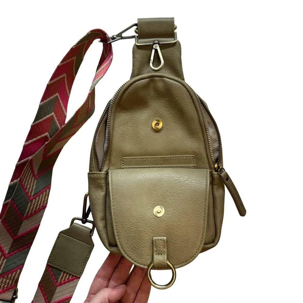Urban Originals Beige Crossbody Bag with Patterned Strap - Picture 4 of 10
